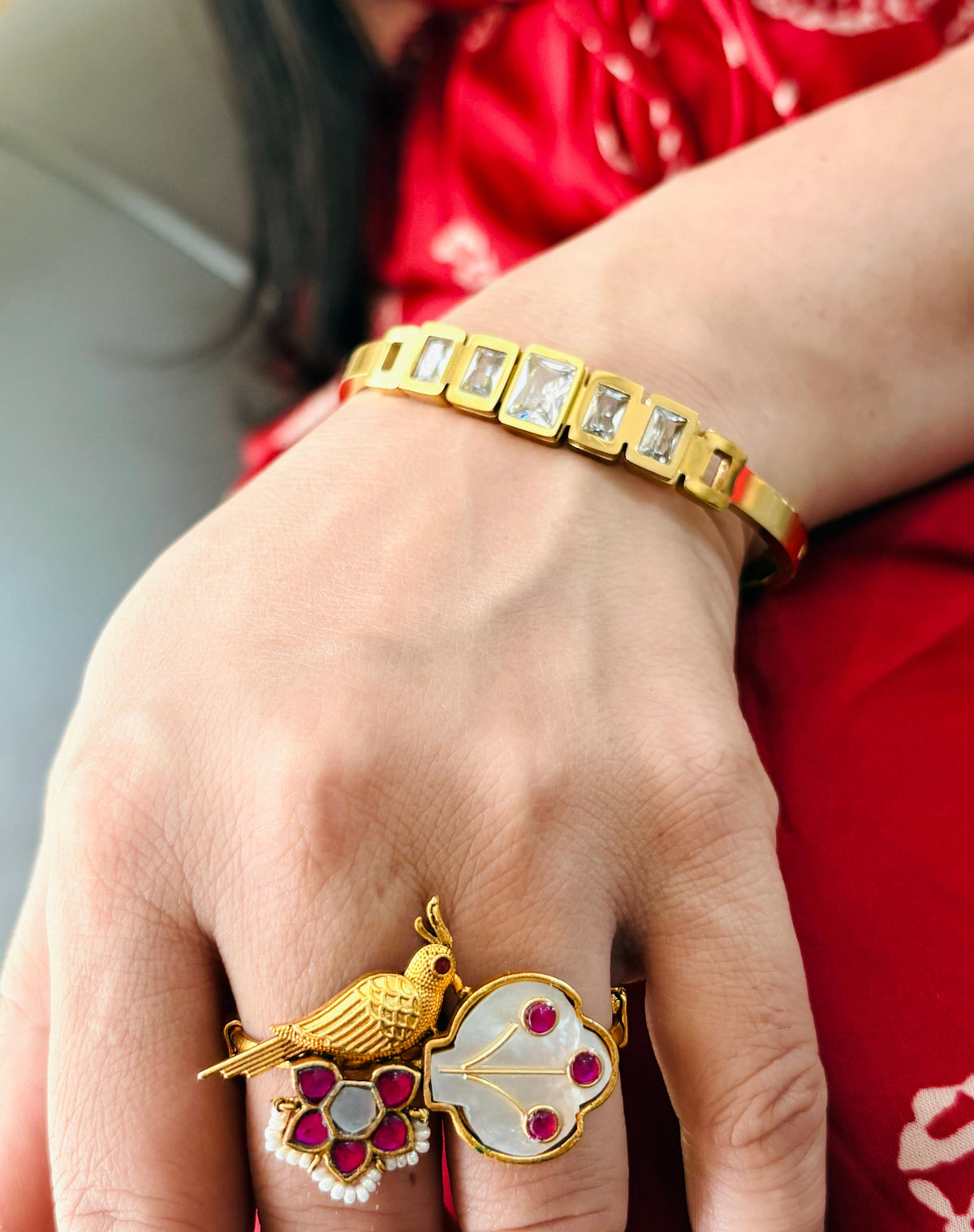 Elegance Square Cut Baguette Kada Bracelet