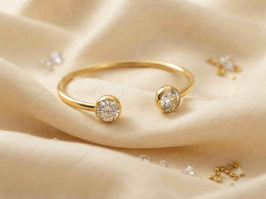 Lumina Crystal End Open Cuff Gold-Toned Bracelet