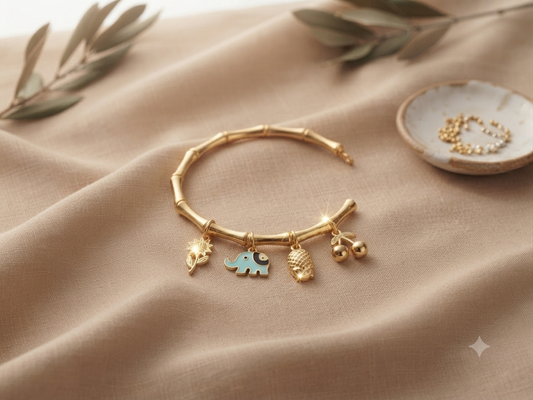 Gold-Toned Multi-Charm Bangle