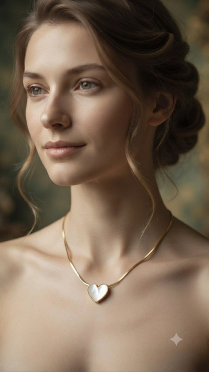 Mother-of-Pearl Style Heart Pendant