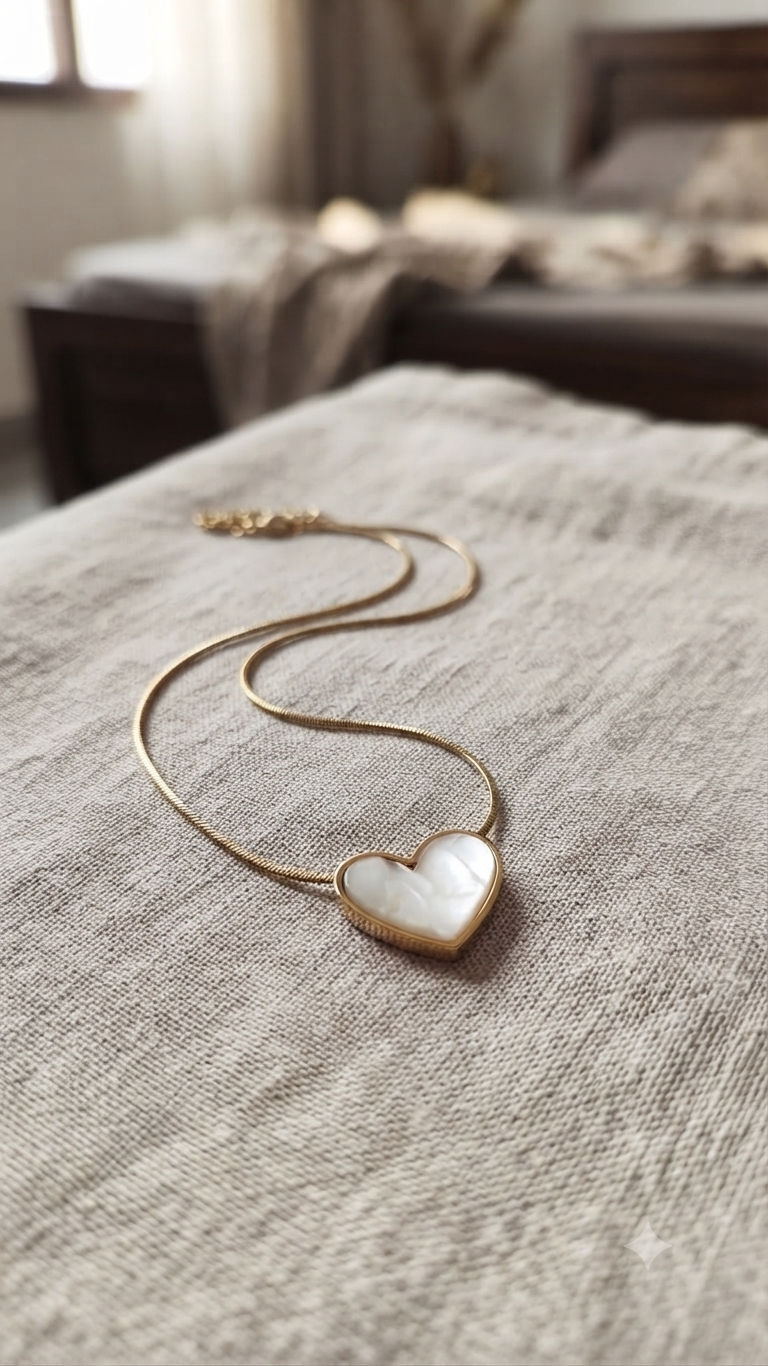 Mother-of-Pearl Style Heart Pendant