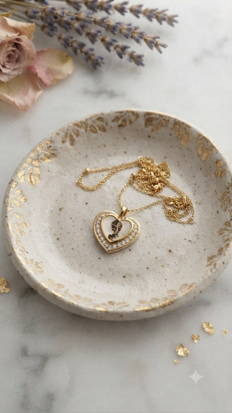 Crystal Floating Double Heart Pendant Necklace