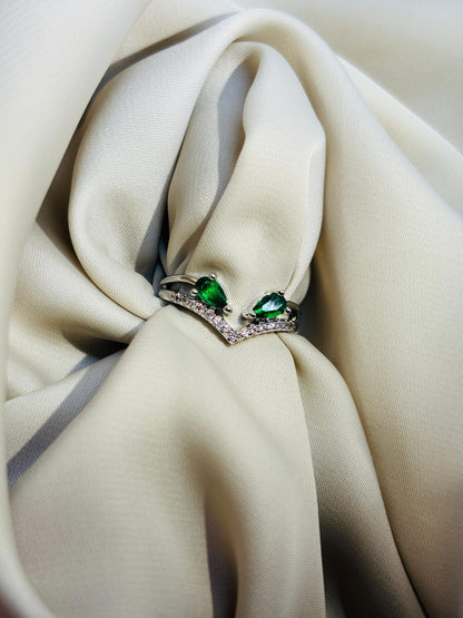 The Imperial Emerald Chevron Wishbone Ring