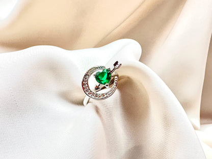Crescent Moon & Cupid's Heart Anti-Tarnish Ring