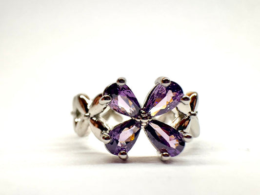 Amethyst Quartet Floral Lattice Luxury Ring