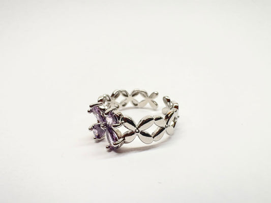 Amethyst Quartet Floral Lattice Luxury Ring