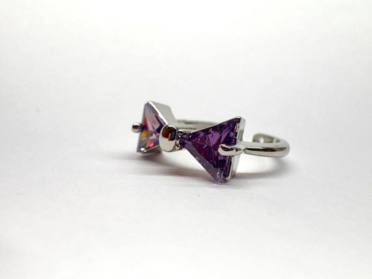 Lavish Lavender Crystal Bow Tie Ring