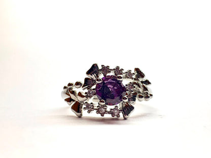 Empress Floral Filigree Amethyst Solitaire Ring