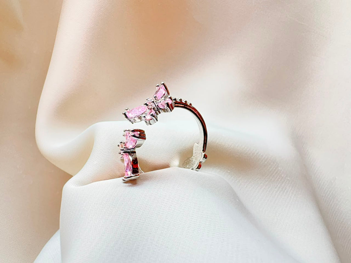 Lavender Drop Pave Swirl Cocktail Ring