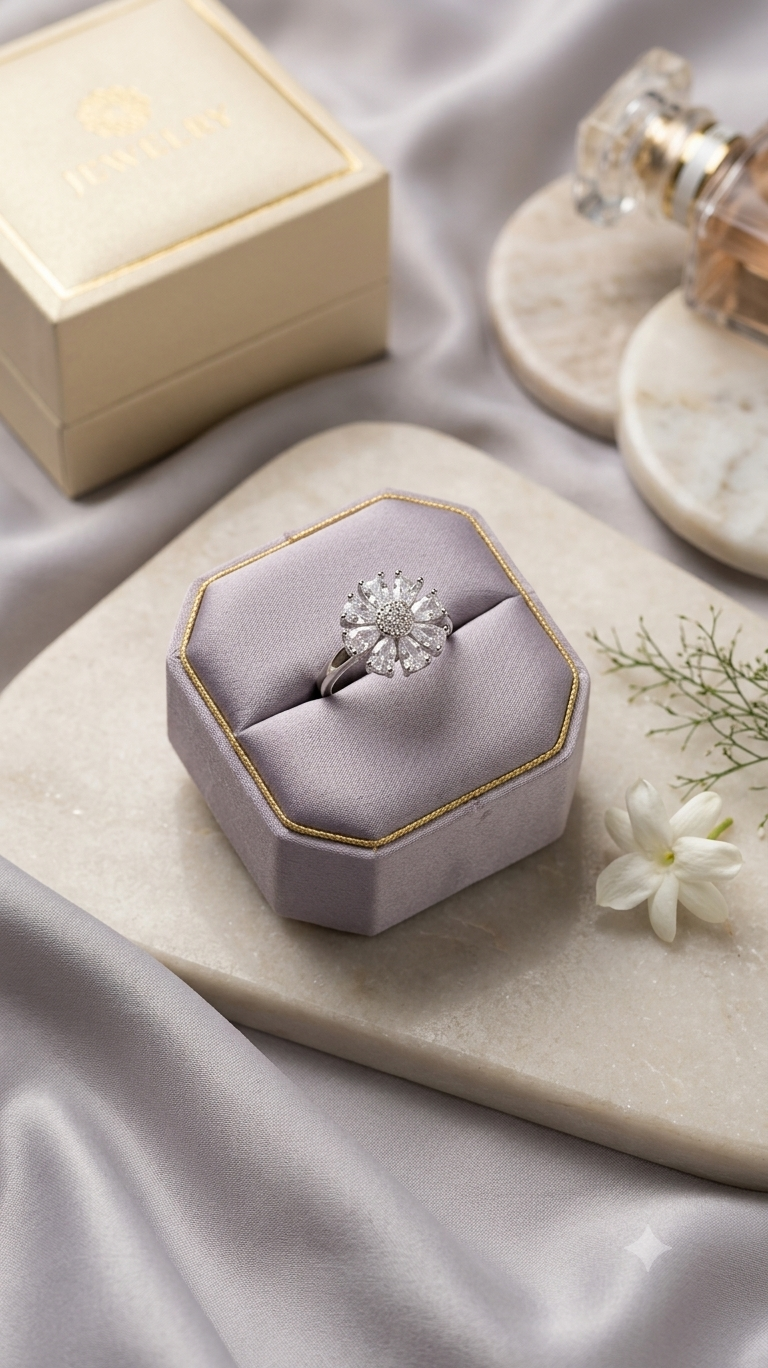Flora Crystal Blossom Anti-Tarnish Ring