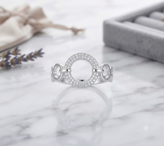 Botanical Leaf Garland Crystal Solitaire Ring