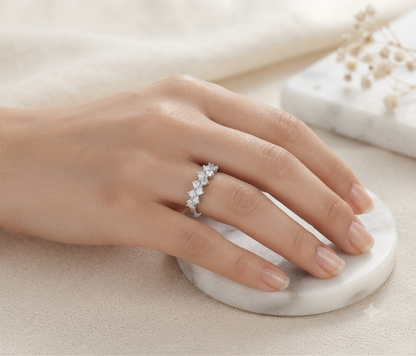 Modern Minimalist Criss-Cross Pave Band