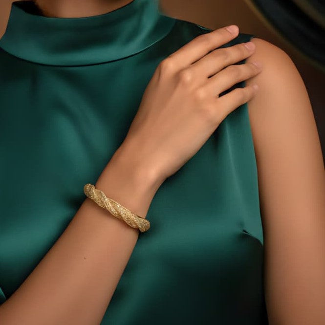Pure Elegance Golden  Twisted  Bracelet